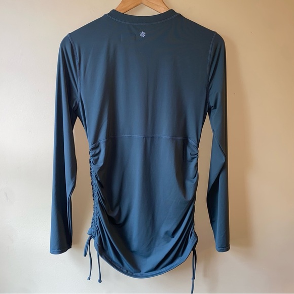 Athleta Women Drawstring Ruched 1/2 Zip Long Sleeve Rashguard Swim Top Medium - Picture 7 of 14